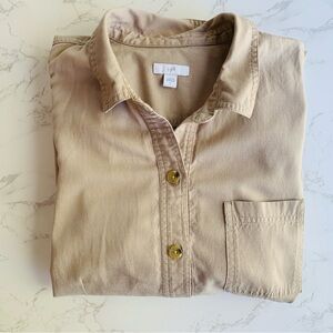 J. Jill Live-In Chino Button Front Khaki Dress | Large